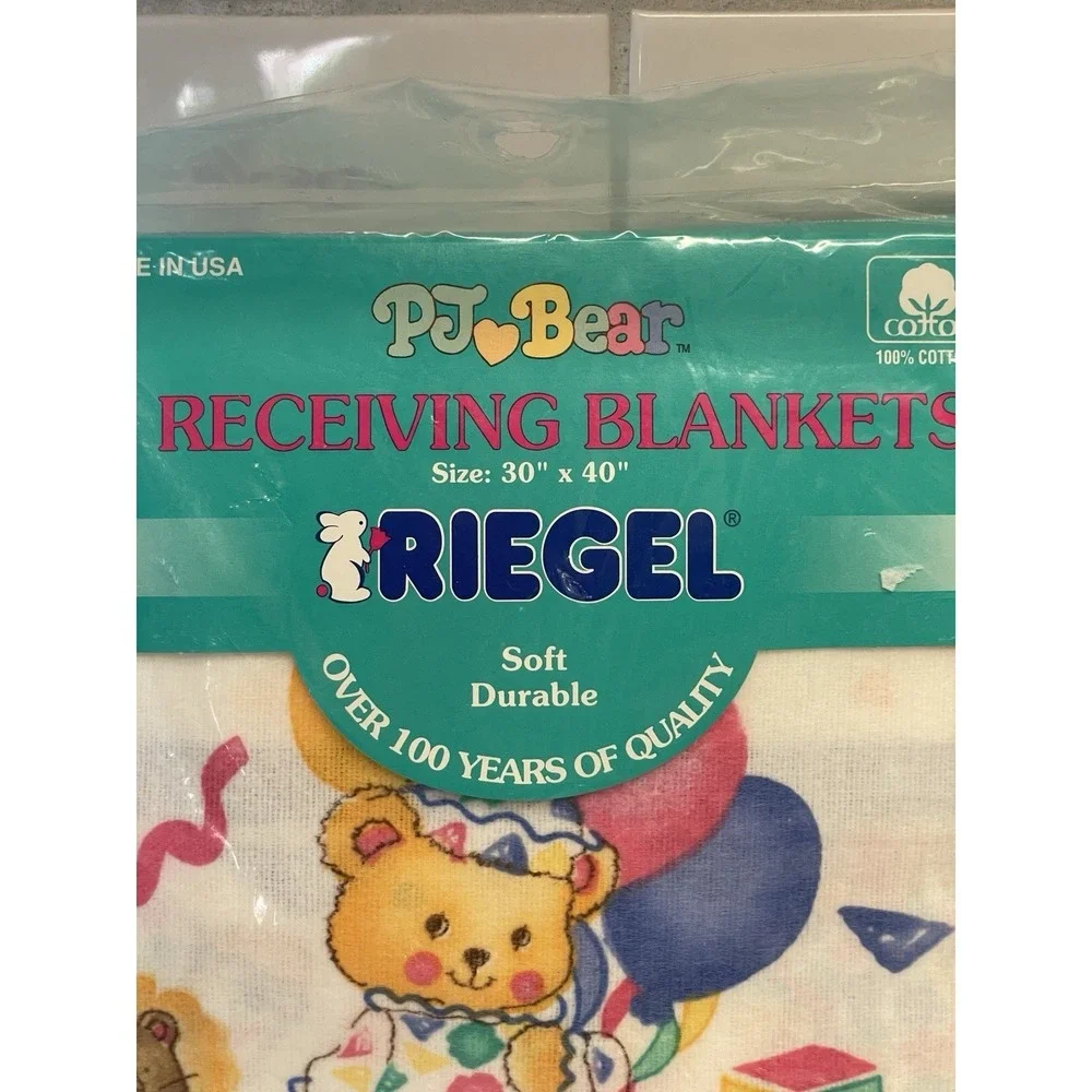 Vintage PJ Bear Riegel Receiving Blankets Set of 2‎ 30